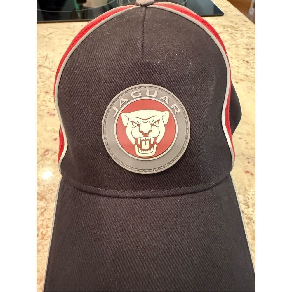 Jaguar Black & Red Rubber Emblem Buckle Back Adjustable Cap Hat O/S NWOT